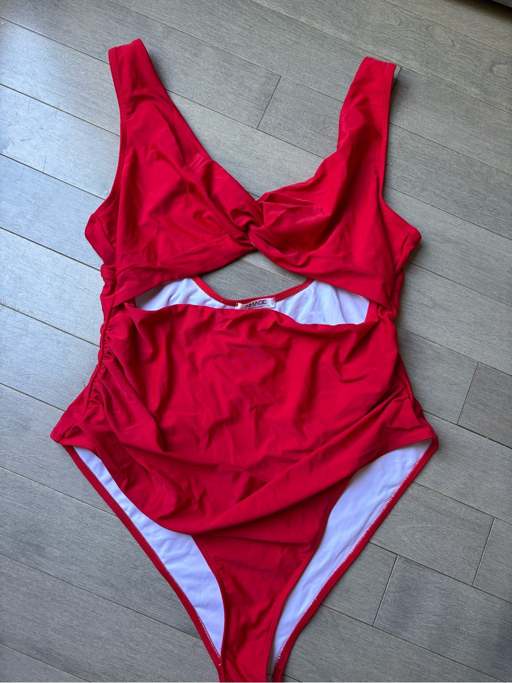 Women’s Aimage Red One Piece Front Twist Summer Pool Beach Bathing Suit XXL